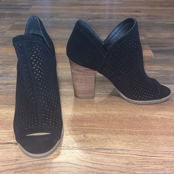 COPY - Lucky Brand Size 8 Booties Black Suede Open Toe - Picture 5 of 5